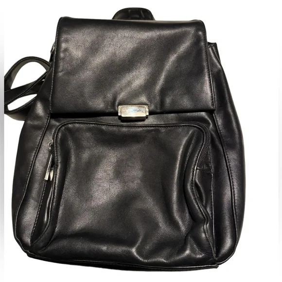 hillard and hanson black leather backpack s-l400.jpg main image 2